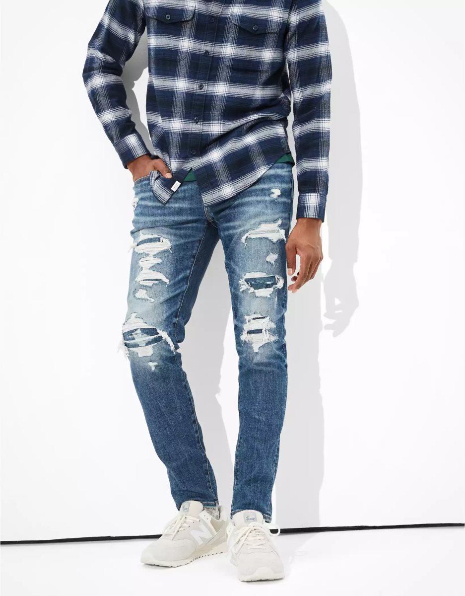 Jean American Eagle AE AirFlexTemp Tech Patched Athlétiques Mince Multicolore Homme | SSA-71375494